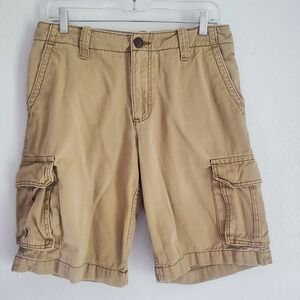 Aeropostale Cargo Shorts Mens 30 Khaki‎ Tan Twill Casual Flap Pockets Utility